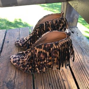Leopard Fringe Booties